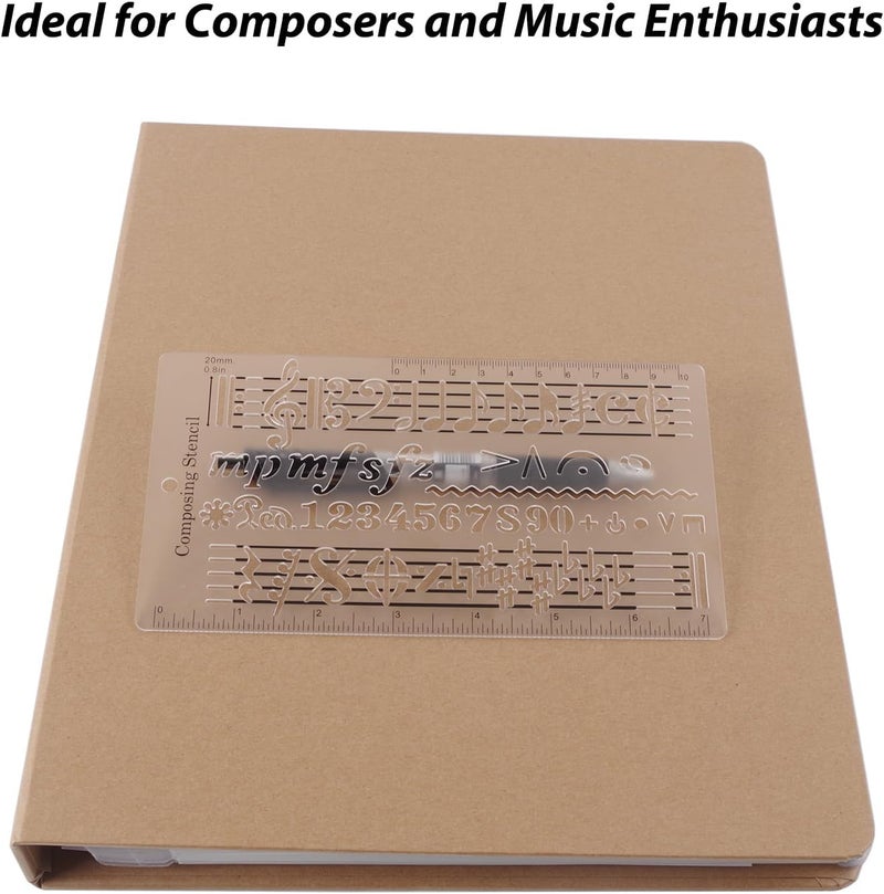 QXBER Composer Template Sheet Music Drawing Sheet Ruler Dual Scales Curve Ruler PP Transparent Silk Screen Printing Music Symbol Manuscript Tool Ruler for Composers and Music Enthusiasts - Image 5